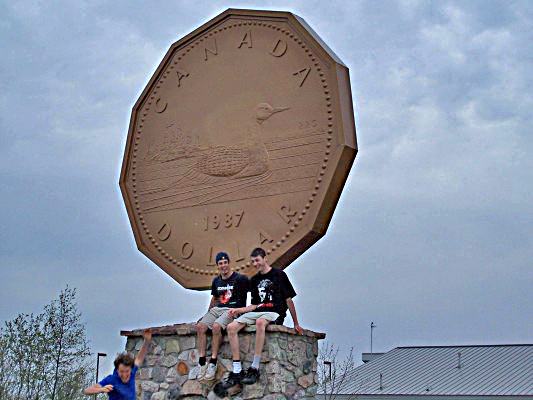 A large loonie monument