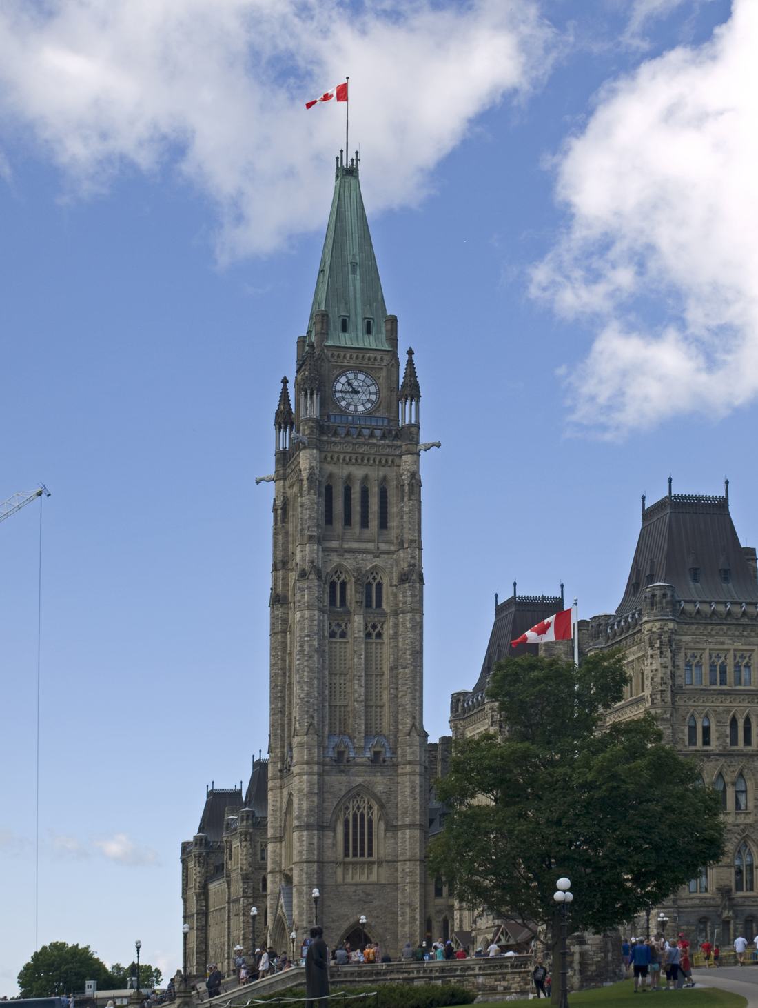 The Peace Tower in Ottawa seen from the east