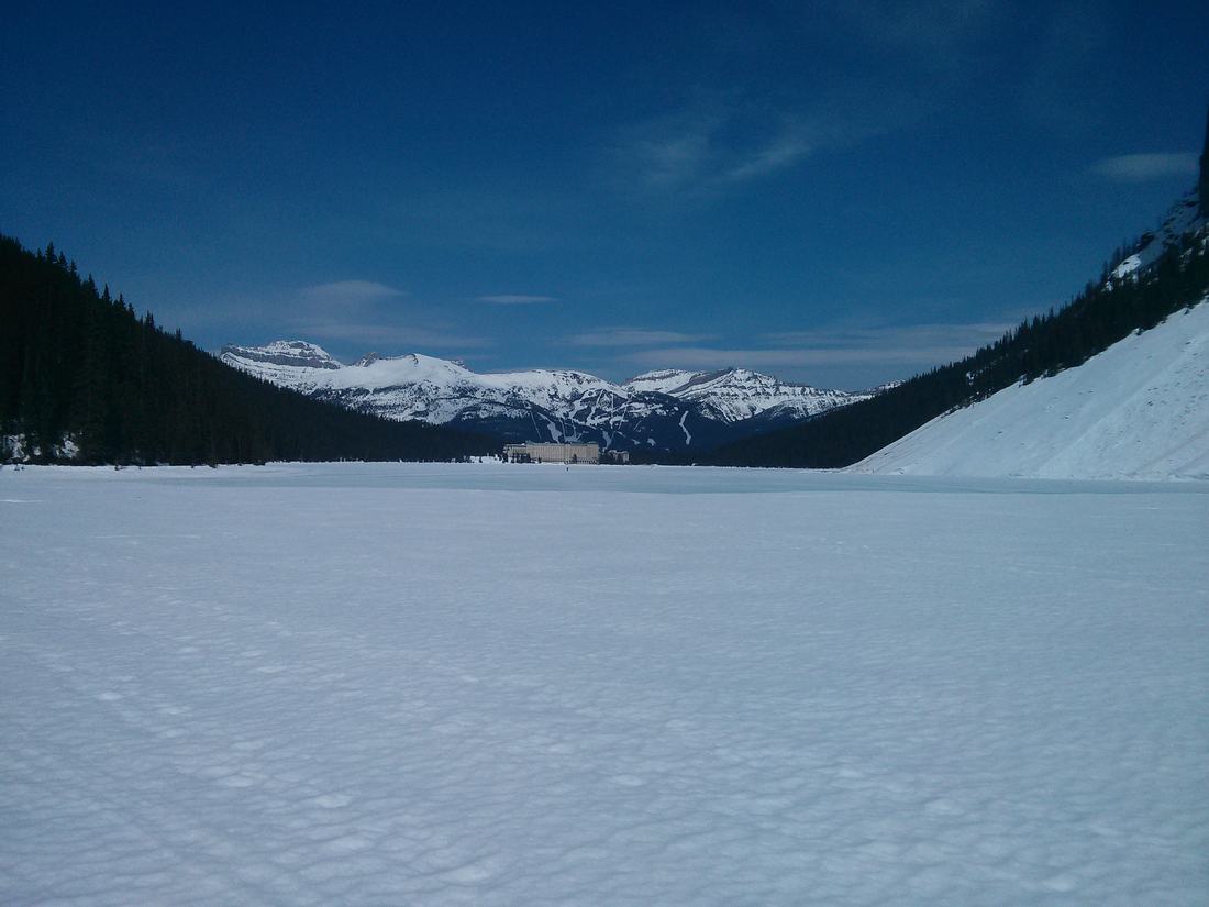 The frozen expanse of Lake Louise